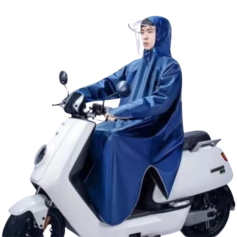 Poncho à gants imperméable ECO – Bleu, grande taille, visière transparente, manches protectrices Poncho à gants imperméable ECO – Bleu, grande taille, visière transparente, manches protectrices