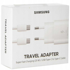 Kit Chargeur Type-C / Type-C Samsung 25W Blanc - Retail Box 