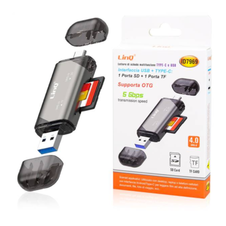 Lecteur de Carte USB/Carte TF/SD 3 en 1 USB-C / USB LinQ ID7969