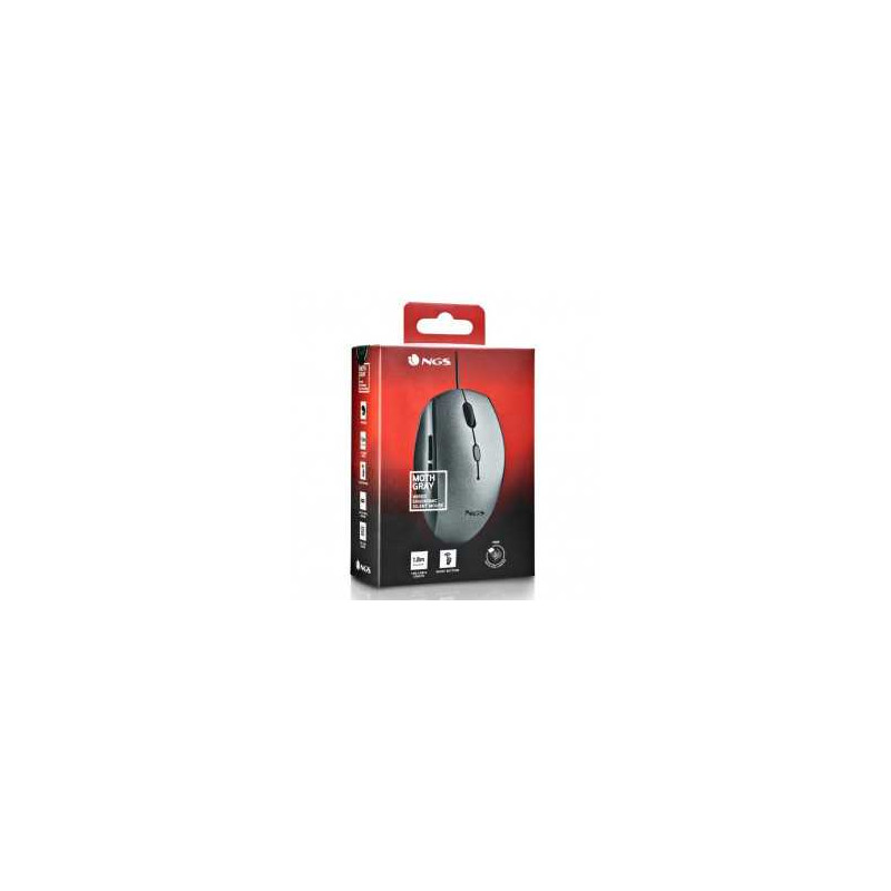 Souris Ergonomique Filaire NGS Moth Gray USB/Type C Avec Boutons Silencieux - Gris Souris Ergonomique Filaire NGS Moth Gray USB/Type C Avec Boutons Silencieux - Gris