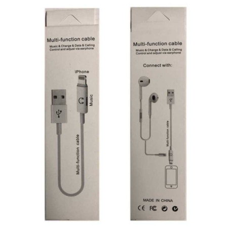 Câble USB / Lightning - 1M avec Adaptateur Ch | Smarty Paris