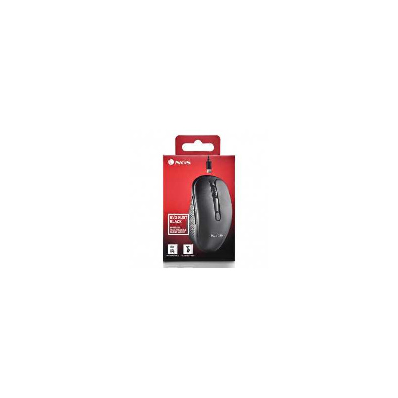 Souris Sans Fils NGS Evo Rust Black Rechargeable Avec Boutons Silencieux - Noir