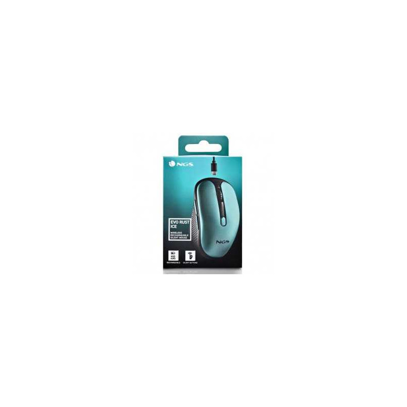 Souris sans fil NGS Evo Rust Ice Rechargeable avec Boutons Silencieux - Bleu Vert