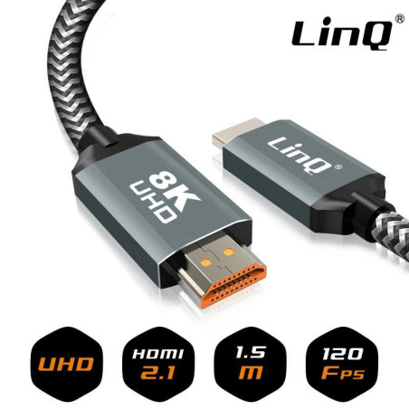 Câble HDMI 8K Nylon Tressé 1.5m LinQ HD8K16 | Smarty Paris 1