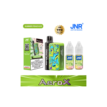 Vapoteuse E-Liquide Rechargeable - JNR AeroX - 32000 puffs - Pêche Gla