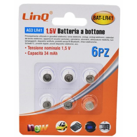 Piles Bouton AG3 LR41 1.5V 3.4mAh x 6pcs LinQ | Smarty Paris