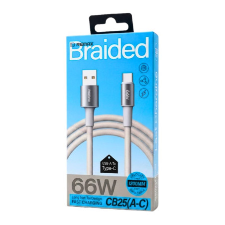 Câble USB-A vers USB-C REMAX CB25(A-C) – 66W 1,2 m Blanc