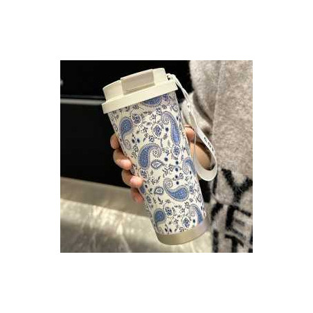 Bouteille d'eau en acier inoxydable isotherme avec corde de transport