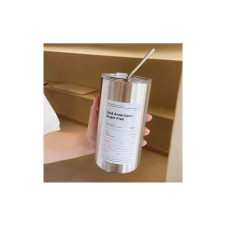 Bouteille d'eau en acier inoxydable isotherme avec paille en acier ino