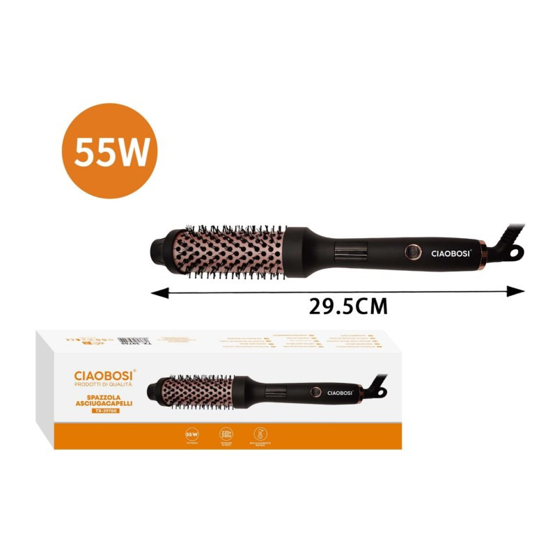 Brosse chauffante CIAOBOSI TX-39700 – 55W céramique Noir Brosse chauffante CIAOBOSI TX-39700 – 55W céramique Noir