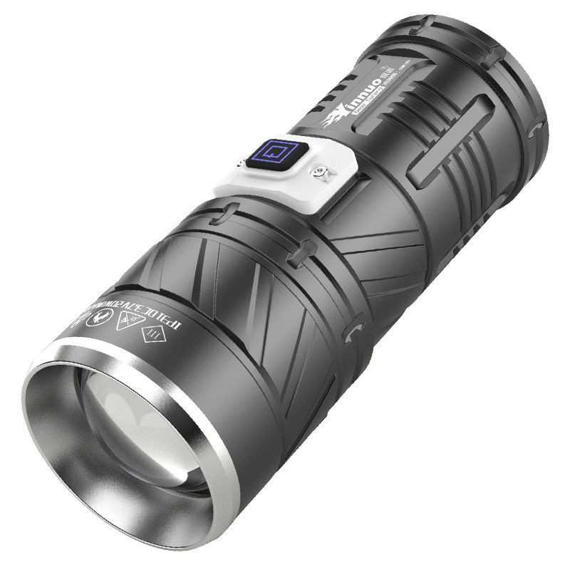 Lampe de Poche Rechargeable Ultra-lumineuse 30W à Porté 1.5 Km pour Sécurité Extérieure - Noir · Smarty Paris