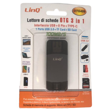 Card Reader LinQ OTG 499 - USB-C / USB 3-in-1 TF/SD