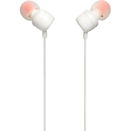 JBL Tune 110 Earphones JBLT110WHT – 3.5mm White