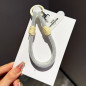 Short Braided Phone Strap ECO – White, Smiley Flower