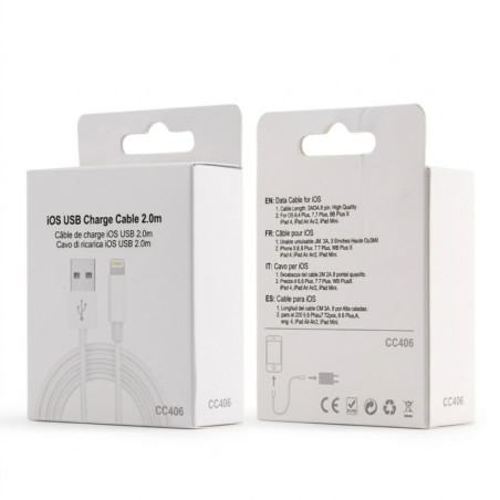 Câble Ellietech CC406 USB vers Lightning 2 m Blanc