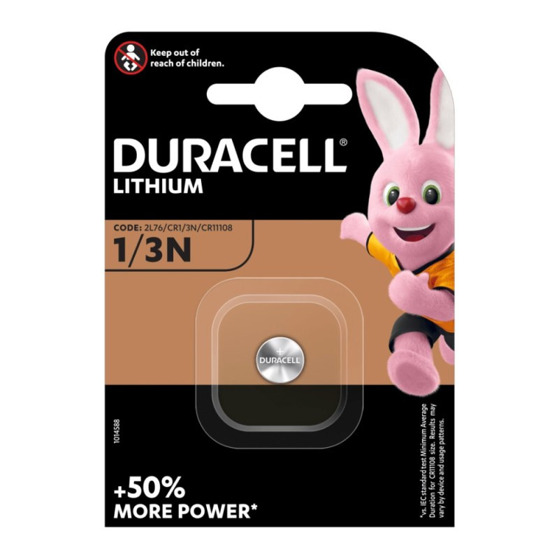 Pile bouton Duracell Lithium 1/3N 2L76/CR1/3N/CR11108 – 1 pièce