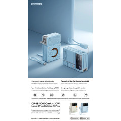 Batterie externe REMAX CP-18 10000 mAh bleu | Smarty