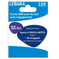 Carte SIM Prépayée Lebara Mobile illimité +35 Go d’Internet sans engagement | Smarty Paris