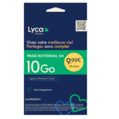 Carte SIM Prépayée Lyca mobile illimité +10 GO d’Internet Sans Abonnem