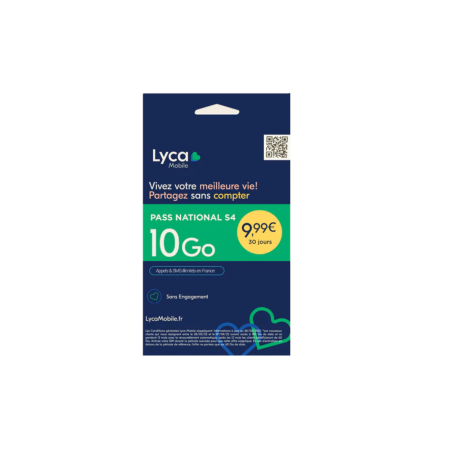 Carte SIM Prépayée Lyca mobile illimité +10 GO d’Internet Sans Abonnem