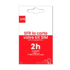 Carte SIM Prépayée SFR 2h d'Appels + 300 SMS + 1Go Internet Sans Engag