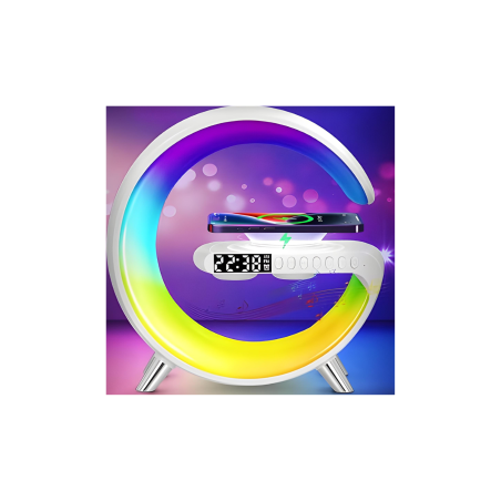 Haut-Parleur Bluetooth + Radio + Chargeur sans Fil + Lampe d'ambiance