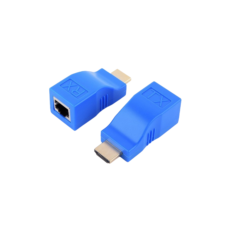 Adaptateur réseau CAT 5e/6 vers HDMI ECO – 4K Bleu Adaptateur réseau CAT 5e/6 vers HDMI ECO – 4K Bleu