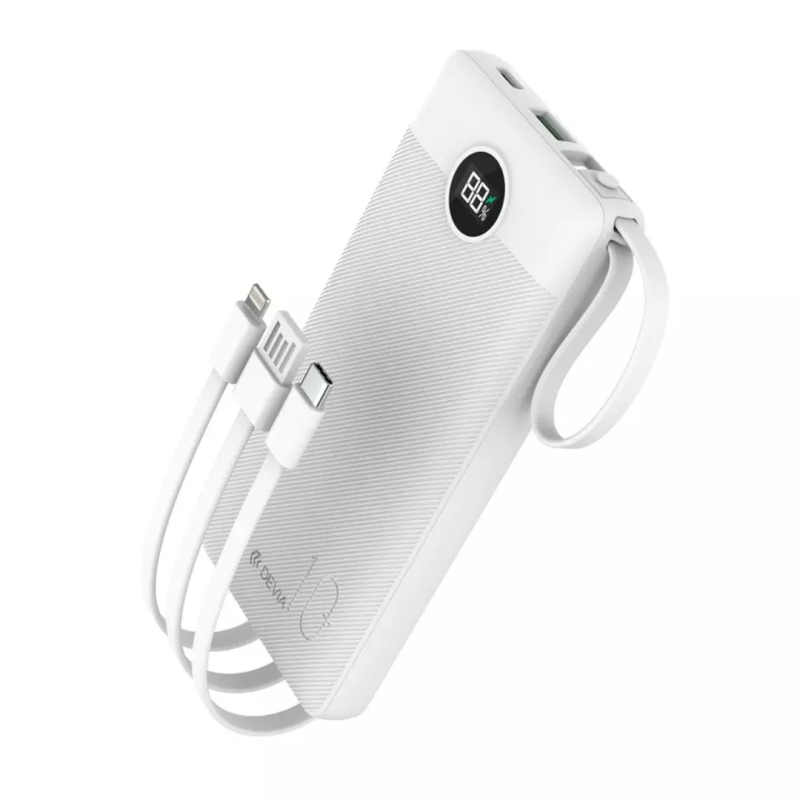 Power Bank Devia EP113 – 10,000 mAh, 22.5 W, 4 USB / Lightning / Micro-USB / USB-C Cables, White Power Bank Devia EP113 – 10,000 mAh, 22.5 W, 4 USB / Lightning / Micro-USB / USB-C Cables, White