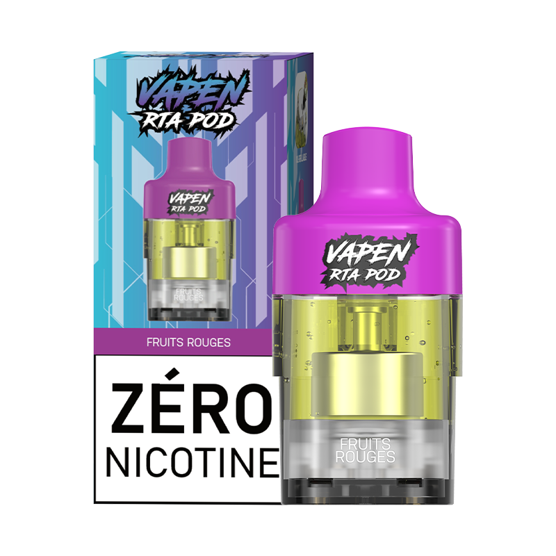 E-liquide prérempli Vapen RTA Pod – 24 ml · 12 000 bouffées · 0 % nicotine · Fruits rouges E-liquide prérempli Vapen RTA Pod – 24 ml · 12 000 bouffées · 0 % nicotine · Fruits rouges