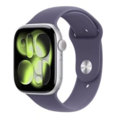 Montre Connectée Apple Watch Series 11 GPS 46mm Aluminium Argent avec Bracelet Sport M/L Violet - Neuf | Smarty Paris