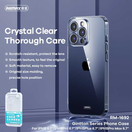 Coque de Protection Remax RM-1692 Série Gintton pour iPhone 15 Pro - Transparent