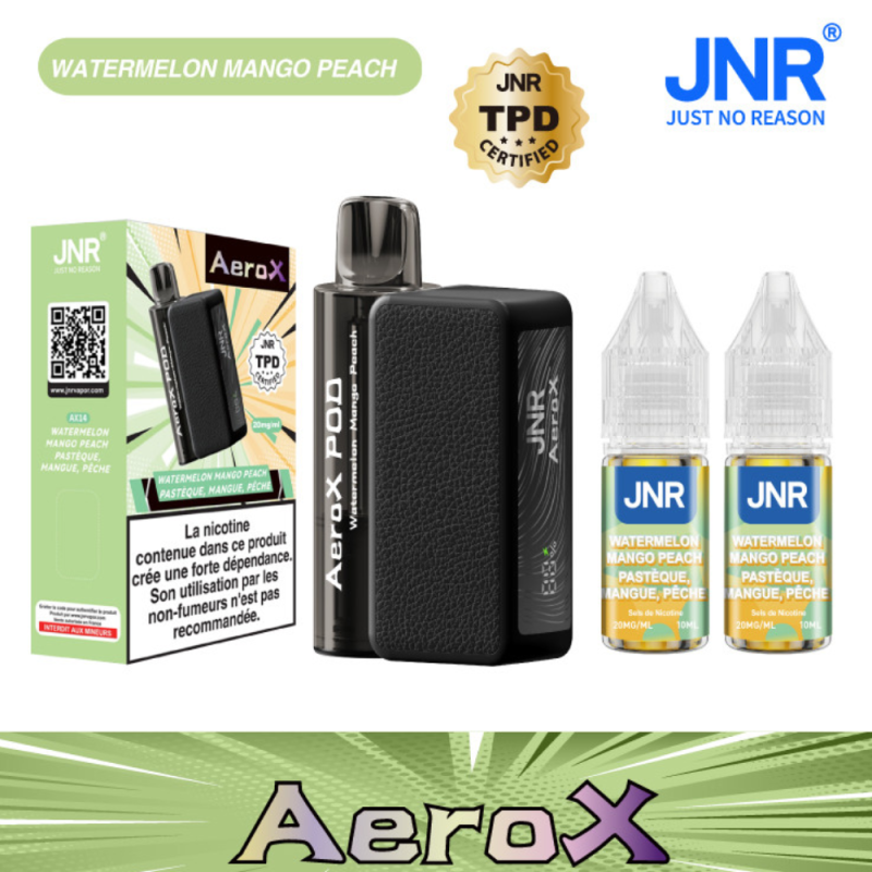 Rechargeable Vape JNR AeroX – 32,000 Puffs, Watermelon, Mango, Peach Rechargeable Vape JNR AeroX – 32,000 Puffs, Watermelon, Mango, Peach