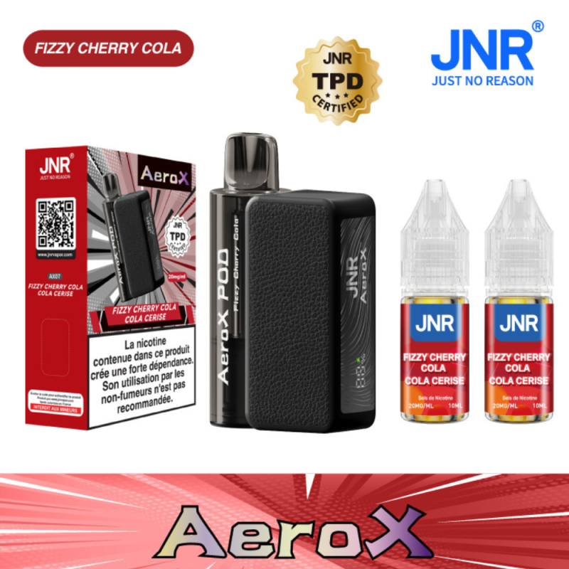 Vapoteuse E-Liquide Rechargeable - JNR AeroX - 32000 puffs - Cola Cerise Vapoteuse E-Liquide Rechargeable - JNR AeroX - 32000 puffs - Cola Cerise