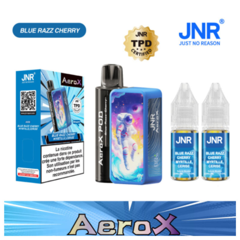 Vapoteuse E-Liquide Rechargeable - JNR AeroX - 32000 puffs - Myrtille, Cerise Vapoteuse E-Liquide Rechargeable - JNR AeroX - 32000 puffs - Myrtille, Cerise