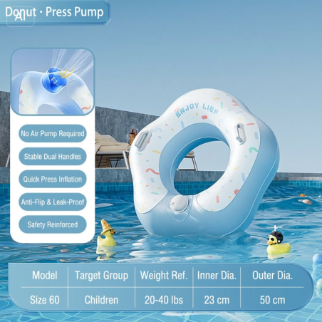Inflatable donut swim ring ECO – floral pattern 60 cm