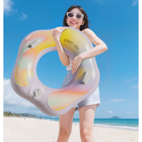 Inflatable donut swim ring ECO – floral pattern 80 cm