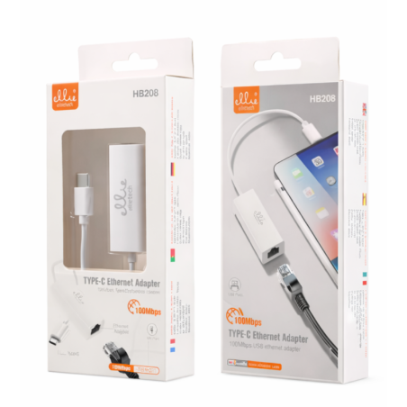 USB-C Ethernet Adapter Ellietech HB208 | Smarty