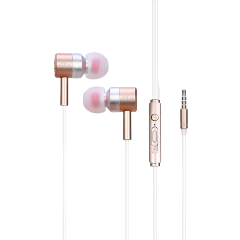 Écouteurs filaires Ellietech AT210 – jack, kit mains libres, or