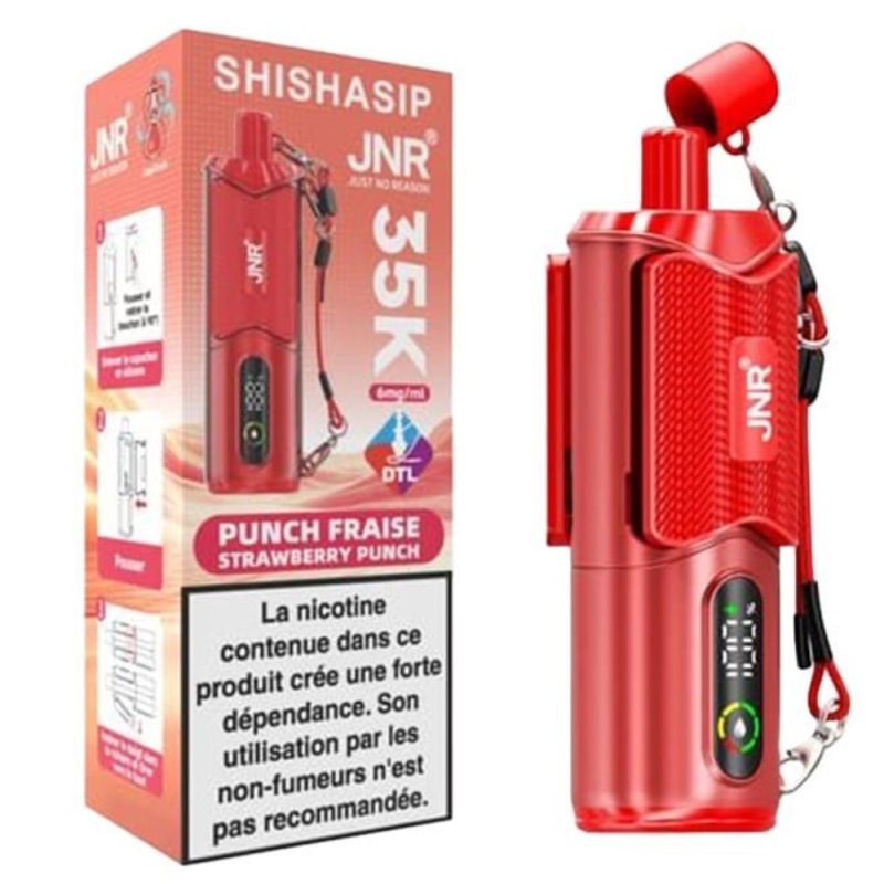 Vapoteuse E-Liquide Rechargeable - JNR SHISHASIP - 35K - Punch Fraise Vapoteuse E-Liquide Rechargeable - JNR SHISHASIP - 35K - Punch Fraise