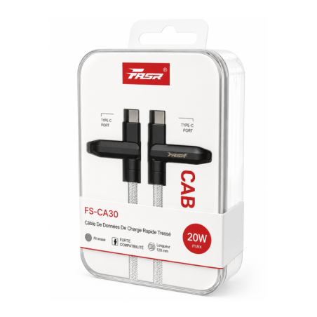 Câble De Données De Charge Rapide Tressé USB-C / Lightning 20W FASR FS-CA30 - 1.2M