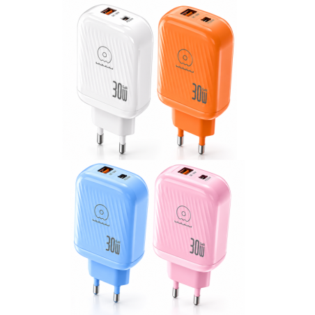 Adaptateur Secteur USB & Type-C 30W WUW-C297 - Blanc