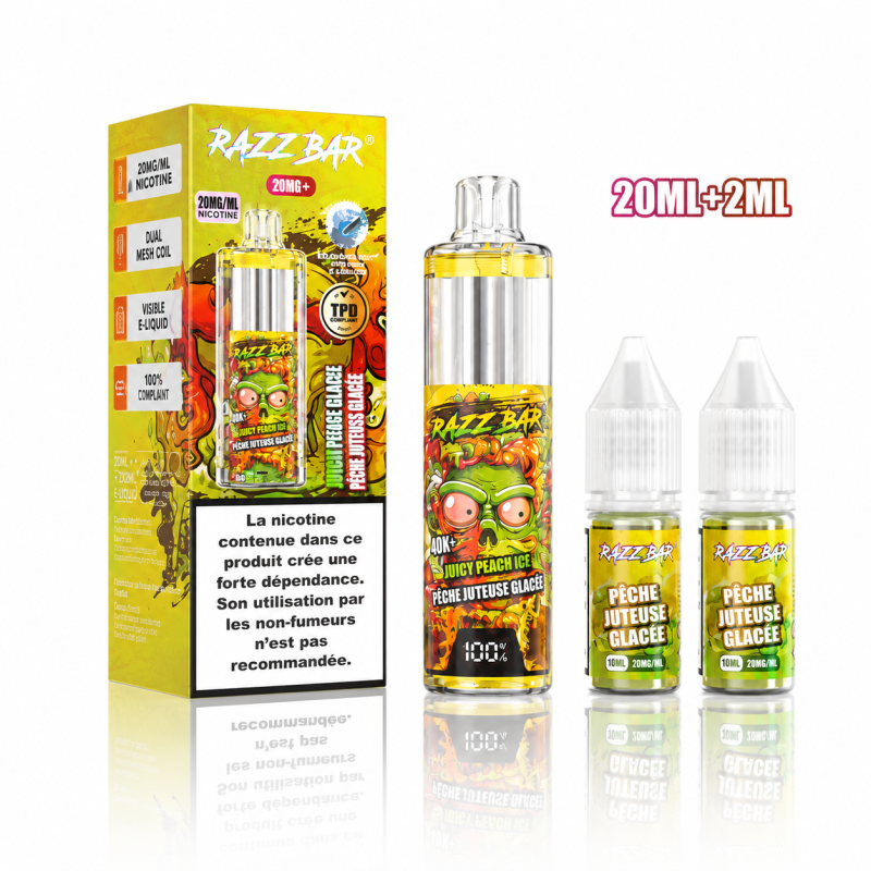 RAZZBAR 40K+ Puffs - Pêche Juteuse Glacée RAZZBAR 40K+ Puffs - Pêche Juteuse Glacée