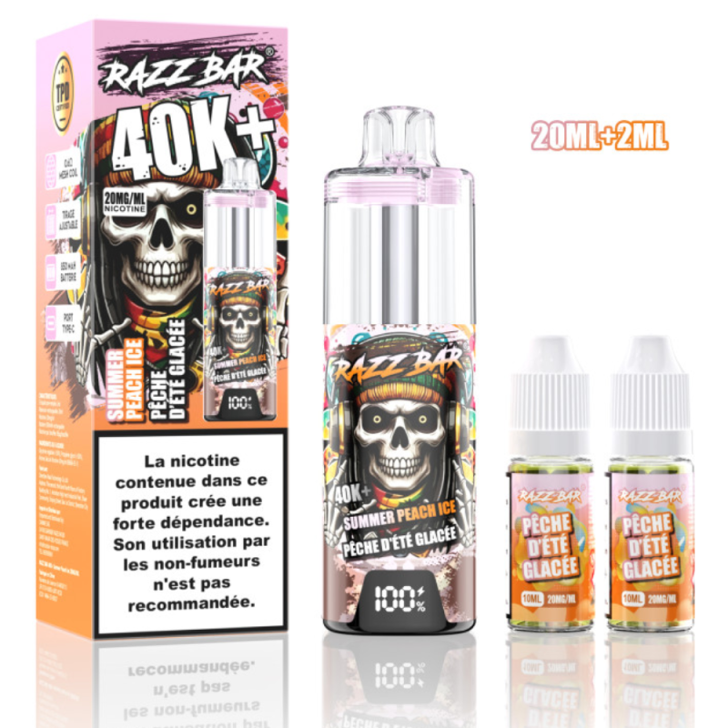 RAZZBAR 40K+ Puffs - Pêche D'été Glacée RAZZBAR 40K+ Puffs - Pêche D'été Glacée