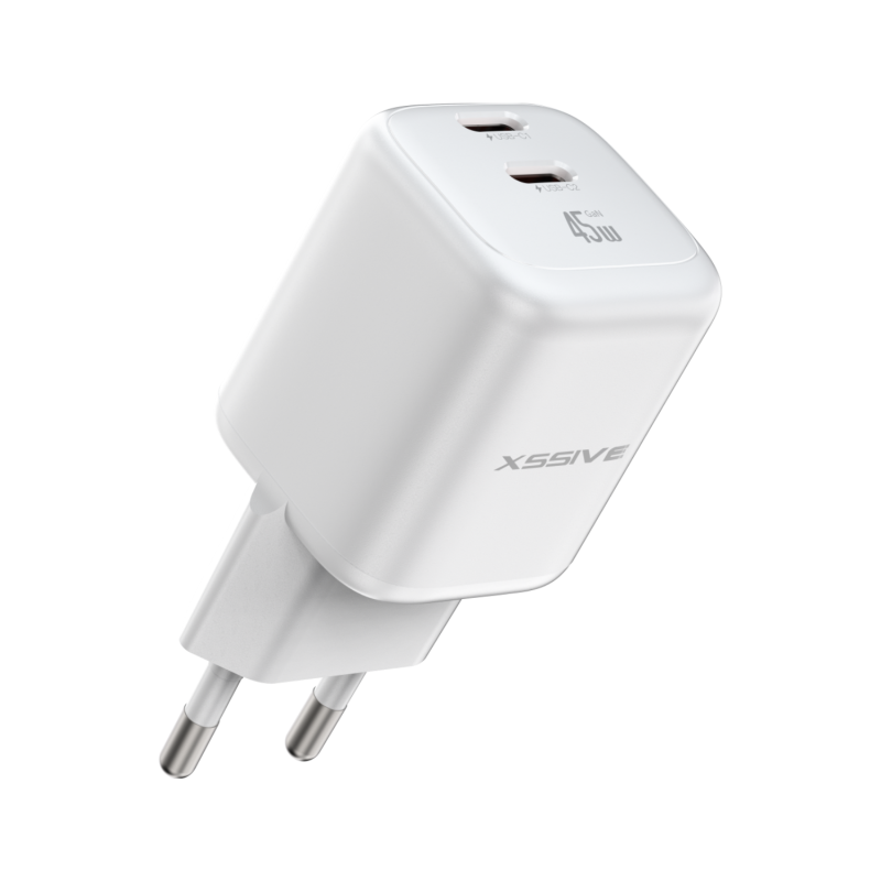 Mini Fast Charger XSSIVE XSS-AC41 – Dual USB-C, GaN, 45 W Mini Fast Charger XSSIVE XSS-AC41 – Dual USB-C, GaN, 45 W