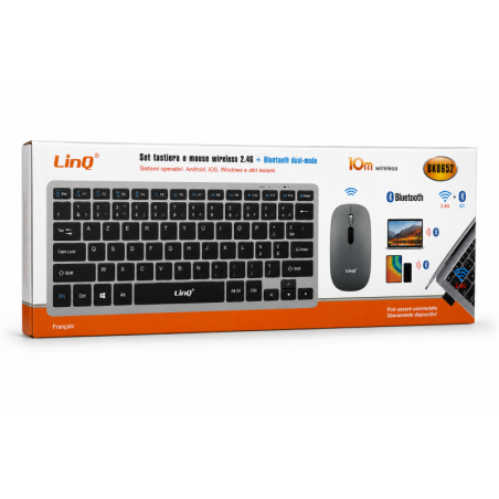 Set Clavier et Souris sans Fil LinQ BK8652 - AZERTY - Noir