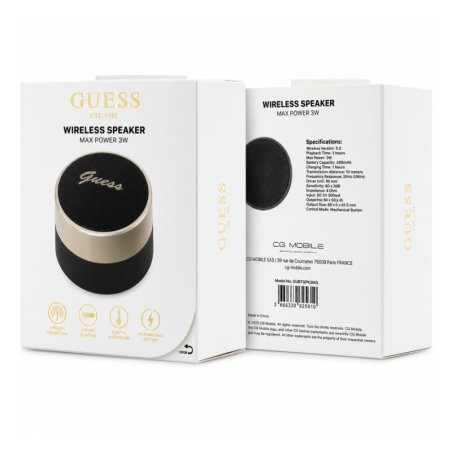 Haut-Parleur Bluetooth Sans Fil GUESS GUWSL3PALPLK 3W – Beige Noir