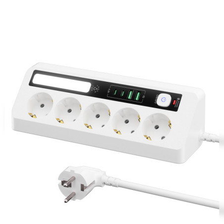 Multiprise KOS-27043, 5 Prises EU, 2 USB-A, 2 | Smarty Paris