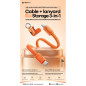 Câble De Charge Rapide Avec Dragonne REMAX CB50 C-C, PD 65W, 3-En-1 Détachable, Tressé, Orange Câble De Charge Rapide Avec Dragonne REMAX CB50 C-C, PD 65W, 3-En-1 Détachable, Tressé, Orange