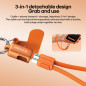 Câble De Charge Rapide Avec Dragonne REMAX CB50 C-C, PD 65W, 3-En-1 Détachable, Tressé, Orange Câble De Charge Rapide Avec Dragonne REMAX CB50 C-C, PD 65W, 3-En-1 Détachable, Tressé, Orange