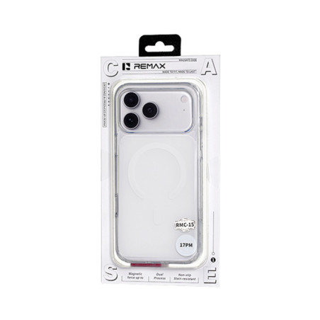 Coque Magnétique Pour Téléphone Avec Bouton IA REMAX RMC-15, Compatible iPhone 17 Pro Max, Antidérapante, Transparent